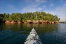 Kayaking to the Sand Island sea cave, Apostle Islands National Lakeshore, Wisconsin, Lake Superior