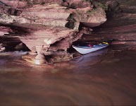 Swallow Point Sea Caves with kayak, Sand Island, Apostle Islands National Lakeshore, WI