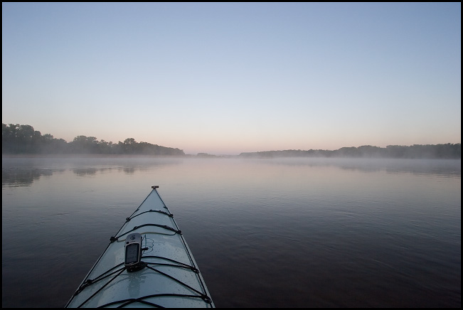 Mist over the Wisconsin River near Portage by kayak