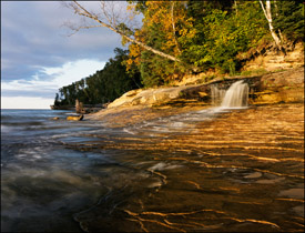 Miner's Beach waterfall, Pictured Rocks National Lakeshore, Upper Michigan