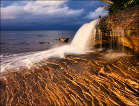 Miners Beach waterfall, Pictured Rocks National Lakeshore, Upper Michigan