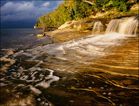 Miner's Beach waterfall, Pictured Rocks National Lakeshore, Upper Michigan