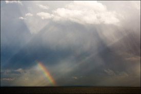 Storm and rainbow over Lake Winnebago, Oshkosh, Wisconsin