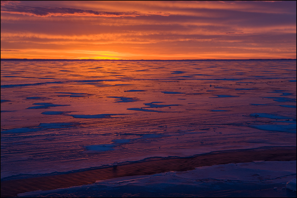 Winter sunrise, Lake Winnebago, Oshkosh, Wisconsin