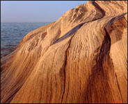 Wavy sandstone near Miners Beach, Pictured Rocks National Lakeshore, Michigan